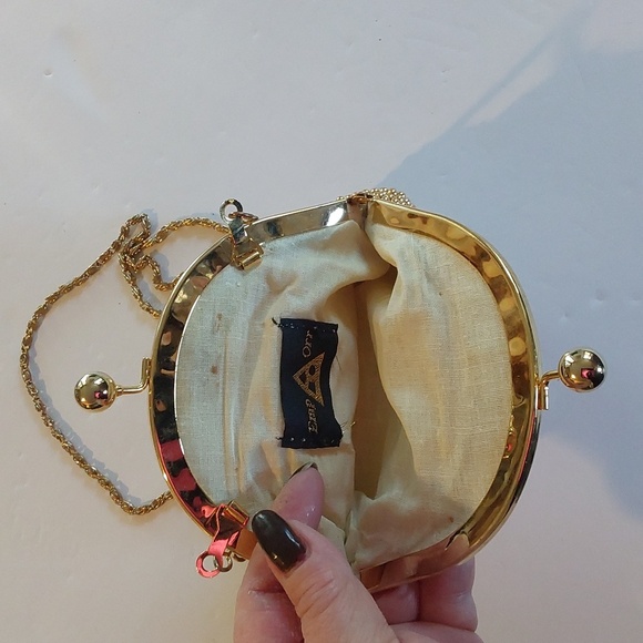 Emp Orr Elegant Gold Beaded Evening Bag Gold Chain Snap Lock Stunning! - Picture 4 of 8